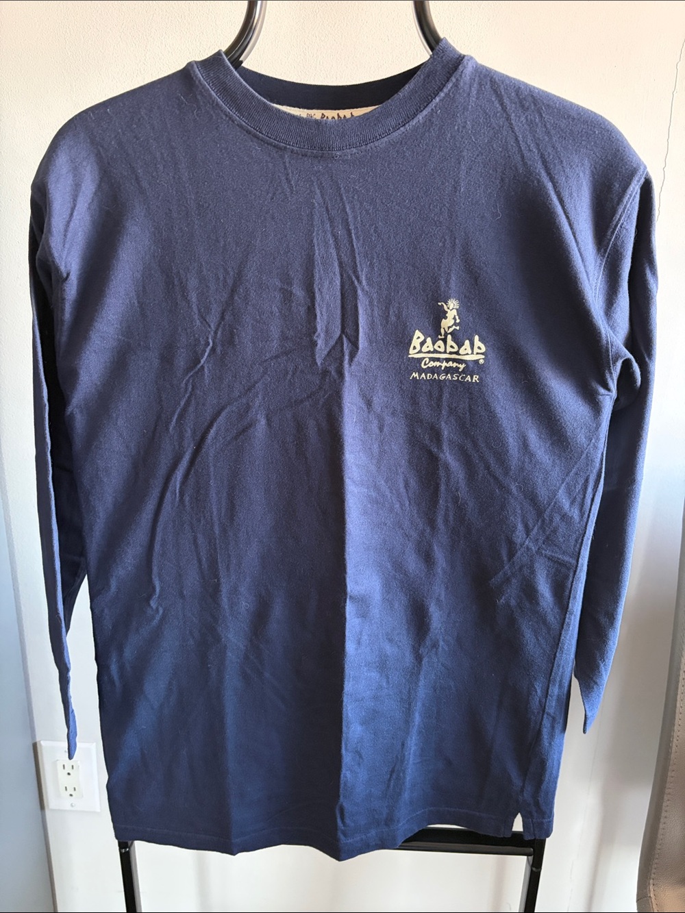 Baobab Collection Navy Long-Sleeve Crewneck with Small Chest Logo